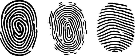 Digital security fingerprint set. Fingerprint vector icon set. Personal id identity. Press finger, scan for safety.  Vector illustration.