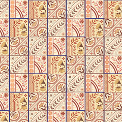 Vintage Floral and Mushroom Tiles