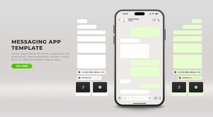 Messaging app template with empty text bubbles, vector illustration.