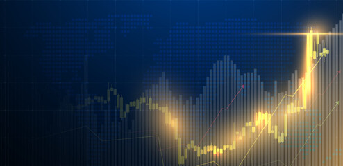 Trading chart or candlestick background. stock and finance business. Vector illustration