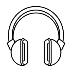 Headphones Line Art Vector with Headset Outline Music Device Vector Illustration