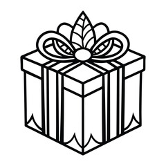 Beautiful gift box vector line art illustration