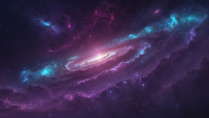 Obraz premium Starry panorama against a dark night backdrop. Universe's deep sky featuring noise and grain. Photograph taken with long exposure and chosen white balance.