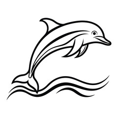 Dolphin Line Art Vector Minimal Ocean Animal Illustration and Aquatic Sea Creature Vector Art