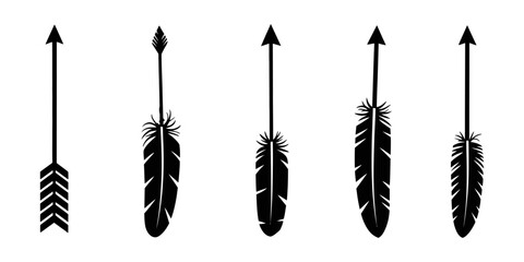 Crossed bow arrows icon. Colored silhouette. Front side view. Vector simple flat graphic illustration. Isolated object on white background. Isolate, Set of arrows Vintage with feathers isolated. © Line emotion