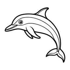Dolphin Line Art Vector Minimal Ocean Animal Illustration and Aquatic Sea Creature Vector Art
