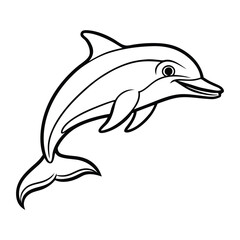 Dolphin Line Art Vector Minimal Ocean Animal Illustration and Aquatic Sea Creature Vector Art