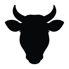 Beautiful cow head silhouette Vector art Illustration with Minimalist Cow skull Farm Animal Vector Icon Design