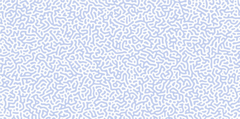 Reaction-diffusion or Turing pattern natural texture in coral blue and white color. Seamless colorful Organic Rounded Jumble Maze Lines Patterns. diffusion monochrome seamless pattern with chaotic