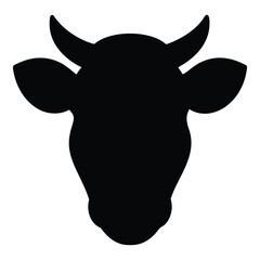 Beautiful cow head silhouette Vector art Illustration with Minimalist Cow skull Farm Animal Vector Icon Design