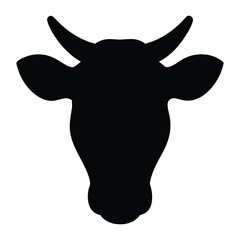 Beautiful cow head silhouette Vector art Illustration with Minimalist Cow skull Farm Animal Vector Icon Design