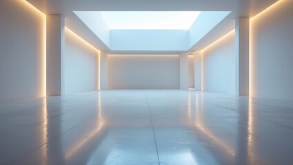 Obraz premium Luminous tidy interior. Unoccupied open space interior.