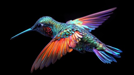 Obraz premium Vibrant Hummingbird with Iridescent Feathers in Flight