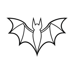 Beautiful Flying Bat Line Art Minimalist Outline Illustration