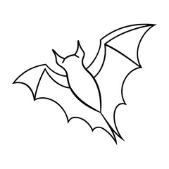 Beautiful Flying Bat Line Art Minimalist Outline Illustration