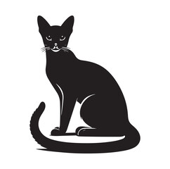 Abyssinian Cat Silhouette Vector Graphics, Cat vector Illustration, Pet.