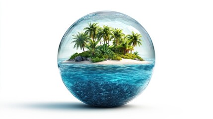 Floating Glass Sphere with Miniature Island