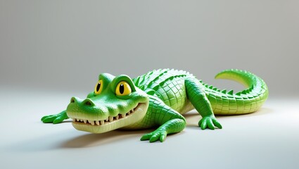 Fototapeta premium amusing crocodile statue positioned on its back