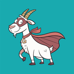 Super Hero Goat Vector Cartoon Illustration. Goat Animal Dressed As Superhero