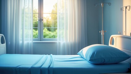 Hospital Room with a Neat and Tidy Sickbed for Patient Care