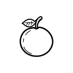 Simple Fruit Doodle with Leaf on Transparent Background Outline Style Art