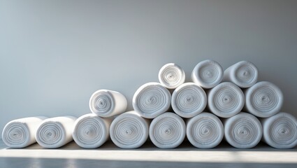 Ends of white bolster pillows