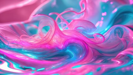 Bright neon, holographic scenery fusing luminous shades.