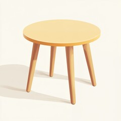 Round light beige wooden side table