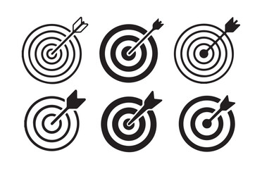 Black target icons set. Target icons. Simple target with arrow. Vector illustration eps 10