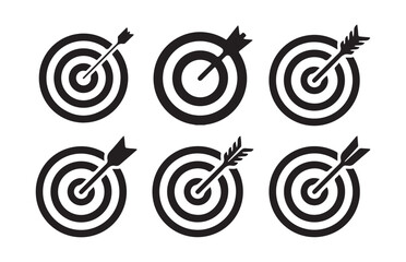 Black target icons set. Target icons. Simple target with arrow. Vector illustration eps 10