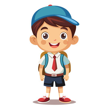 Happy school boy with backpack