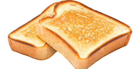 Photo of Two Slices of Toast with Golden Brown Texture Isolated on Black Background