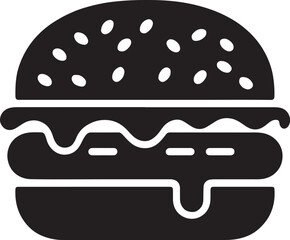 burger silhouette, fast food line art vector illustration
