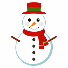 Christmas snowman clipart on white background 
