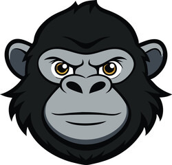 Obraz premium A cartoon gorilla head vector silhouette black 