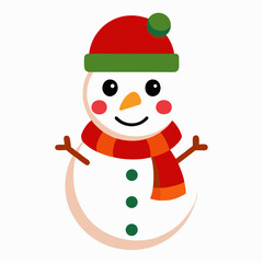 Christmas snowman clipart on white background 