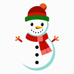 Christmas snowman clipart on white background 
