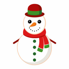Christmas snowman clipart on white background 