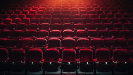 Obraz premium Empty theater with crimson chairs