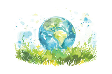 Naklejka premium Green planet Earth in flat design on white background. Save the planet, save the earth, save the world. Vector illustration. 