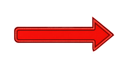 A large, vibrant red arrow adorned with light bulbs points to the right, suggesting direction for a special event or attraction. The arrow catches attention and guides visitors