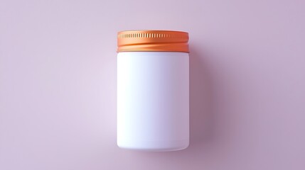 White bottle with a golden cap on a plain pink background, simple and clean aesthetic