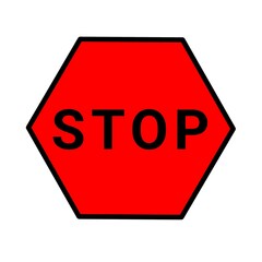 Illustration of a stop board sign, featuring a classic red octagon with white 