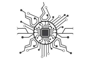 Obraz premium Abstract computer chip and circuit vector illustration for technology, electronics, and digital concepts. 