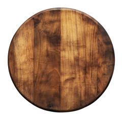 Round wooden serving board displays a rich grain pattern, ideal for serving appetizers or cutting vegetables. Its natural design enhances kitchen aesthetics and functionality