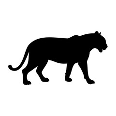 Black Leopard Vector Silhouette Illustration Isolated on Transparent Background for Graphic Design