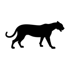 Black Leopard Vector Silhouette Illustration Isolated on Transparent Background for Graphic Design