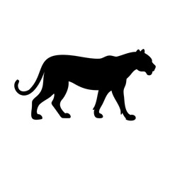 Black Leopard Vector Silhouette Illustration Isolated on Transparent Background for Graphic Design