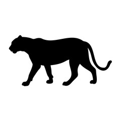 Leopard Black Vector silhouette isolated on transparent background