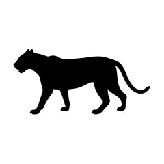 Obraz premium Minimalist Leopard Silhouette Vector Illustration in Black on Transparent Background